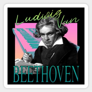 Ludwig Van Beethoven - Retro 80's Synth Wave Band Neon Aesthetic Magnet